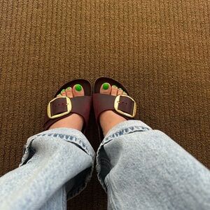 Birkenstock Brown and Gold Sandals with Adjustable Straps